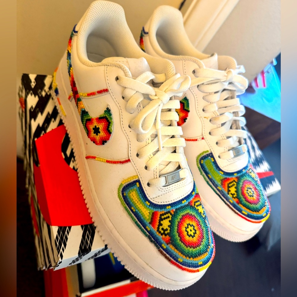 Custom Nike Air Force ones huichol art work